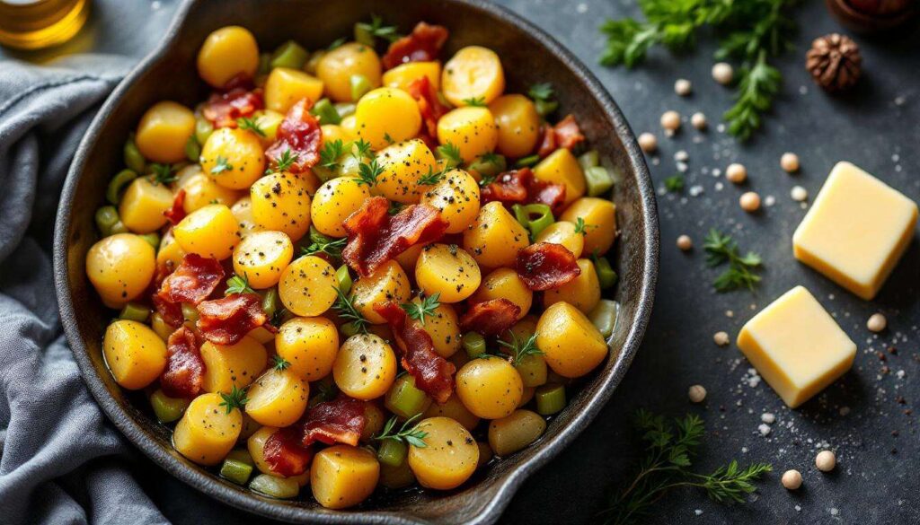 Poêlée de pommes de terre, poireaux et lardons fumés : mon dîner de mars en une seule poêle