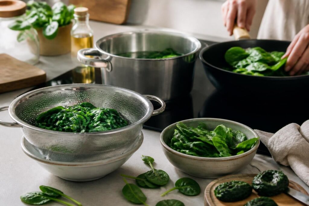 Cuisson des épinards : méthodes, temps et astuces pour ne pas les rater