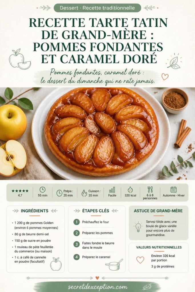 Tarte tatin de grand-mère aux pommes caramélisées, recette traditionnelle facile