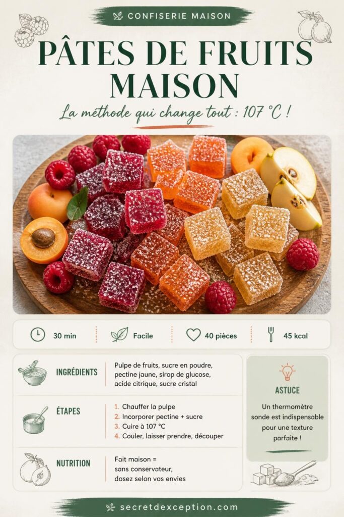 Pâtes de fruits maison framboise, abricot et coing roulées dans le sucre cristal — recette complète sur secretdexception.com