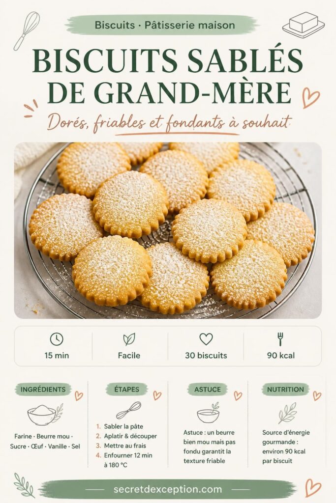 Biscuits sablés de grand-mère dorés sur grille, recette traditionnelle au beurre